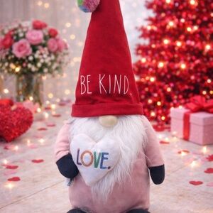 NEW Rae Dunn Large Plush Valentine Gnome "BE KIND" "LOVE" - Weighted Bottom